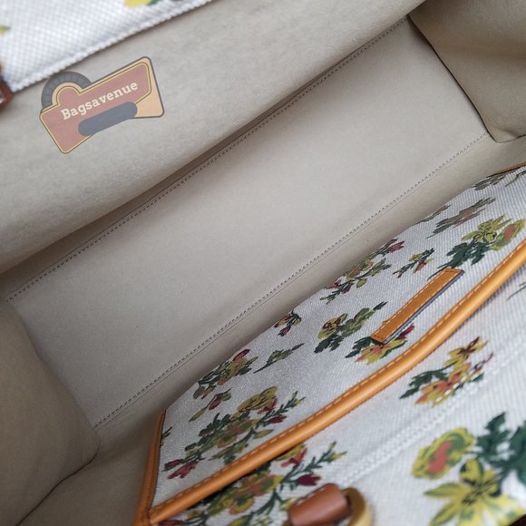 #bagsavenue Yellow Green Floral Christmas Tory Burch Daisy Printed Jumbo - Picture 2 of 16